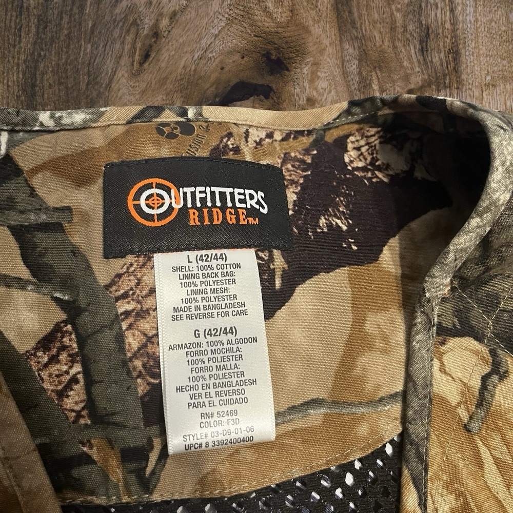 Outfitters Ridge Camo Hunting Vest Men's Large Mesh Back Pockets Zipper Outdoor - Picture 4 of 4